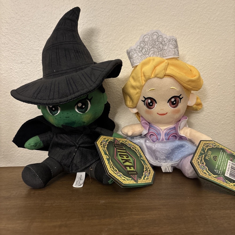 Universal Studios Wicked 10" GLINDA & ELPHABA Plush Doll SET Wizard Of Oz NWT
